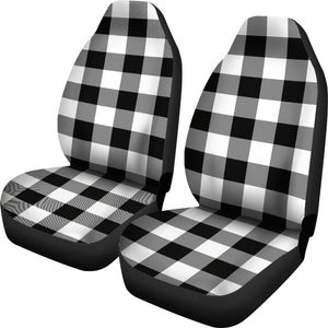 Black and White Large Print Buffalo Plaid Car Seat Covers Set