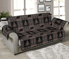 Load image into Gallery viewer, Brown and Black Plaid Lodge Style Patchwork Pattern 70&quot; Seat Width Sofa Slipcover Protector
