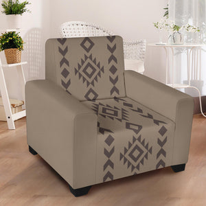 Light and Dark Brown Tribal Ethic Pattern Stretch Armchair Cover With Elastic Edge Fits Up To 43" Chairs