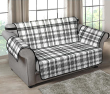 Load image into Gallery viewer, Light Gray, White and Black Plaid Tartan Furniture Slipcovers
