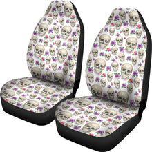 Load image into Gallery viewer, White With Pink and Purple Skulls and Roses Car Seat Covers

