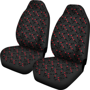 Dark Charcoal Gray Car Seat Covers With Lipstick Tubes Pattern Makeup Beauty Boss