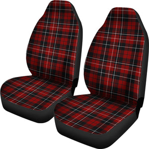 Dark Red, Black, White, Plaid Car Seat Covers Set
