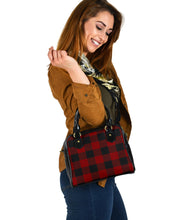 Load image into Gallery viewer, Dark Red Buffalo Plaid Handbag Purse With Shoulder Strap Vegan Leather
