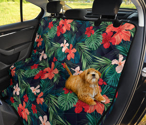 Tropical Flowers in Red and Coral Colored Pattern Pet Back Bench Seat Cover