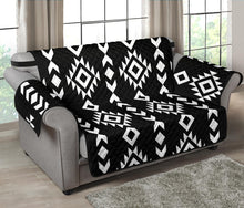 Load image into Gallery viewer, Black and White Ethnic Tribal Pattern 54&quot; Loveseat Sofa Protector Couch Slipcover
