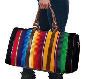 Serape Style Travel Bag Duffel With Faux Leather Handles