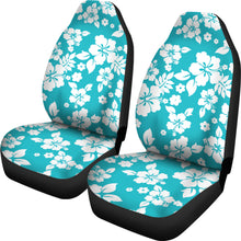Load image into Gallery viewer, Teal and Large White Hawaiian Hibiscus Flowers Seat Covers
