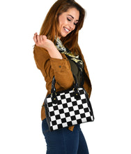 Load image into Gallery viewer, Black and White Checkered Purse Checkerboard Pattern
