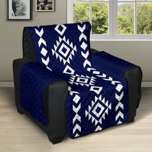 Navy and White Ethnic Tribal Design Recliner Slipcover Protector Fits Up To 28" Seat Width Chairs