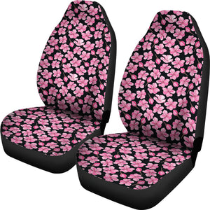 Black With Pink Cherry Blossom Flowers Car Seat Covers