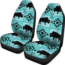 Load image into Gallery viewer, Turquoise and Black Ethnic Buffalo Tribal Pattern Car Seat Covers
