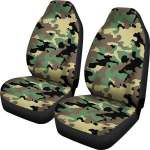 Green Camo Car Seat Covers Set Classic Camouflage Pattern Seat Protectors