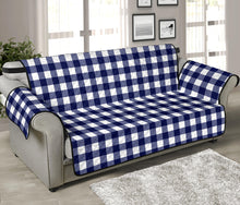Load image into Gallery viewer, Navy and White Buffalo Plaid Furniture Slipcovers
