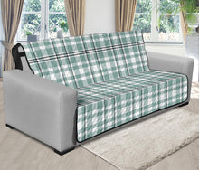 Load image into Gallery viewer, Mint, White and Black Plaid Tartan Furniture Slipcovers
