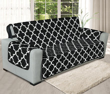 Load image into Gallery viewer, Black and White Quatrefoil Pattern Furniture Slipcover Protectors
