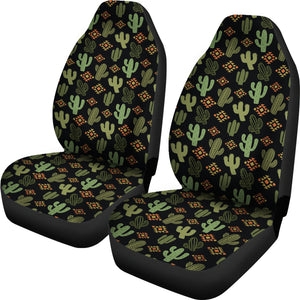 Drab Green and Gold Cactus Pattern Car Seat Covers Set