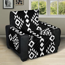 Load image into Gallery viewer, Black With White Ethnic Tribal Pattern 28&quot; Seat Width Recliner Protector Slipcover
