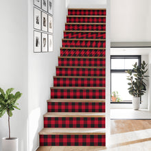 Load image into Gallery viewer, Red and Black Buffalo Plaid Stair Stickers Decals Set of 13
