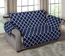Load image into Gallery viewer, Navy and White Quatrefoil Pattern Furniture Slipcover Protectors Medium
