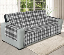 Load image into Gallery viewer, Gray and White Plaid Pattern On 78&quot; Seat Width Oversized Sofa Protector Slipcover
