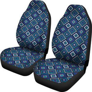 Blue, Teal and Black Geometric Boho Retro Pattern Seat Covers