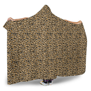 Light Leopard Hooded Blanket With Sherpa Lining