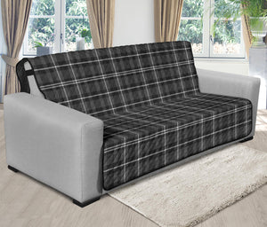 Gray, Black and White Plaid Tartan Futon Sofa Slipcover Protector Fits Up To 70" Seat Width Sleeper