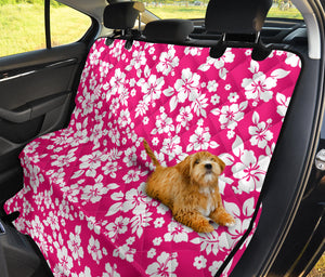 Hot Pink Hibiscus Hawaiian Back Seat Protector Cover For Pets