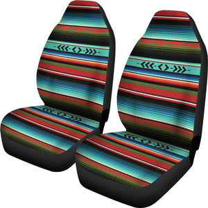 Colorful Green, Red, Blue and Orange Serape Car Seat Covers Set