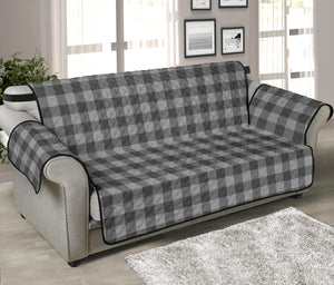 Gray Buffalo Plaid Sofa Protector Couch Cover 70" Seat Width