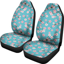 Load image into Gallery viewer, Teal With Pink and White Cherry Blossom Flower Pattern Car Seat Covers
