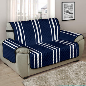 Navy Blue and White Chair and a Half Size Sofa Cover Protector For Up To 48" Seat Width Armchair