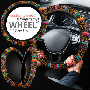 Leopard Print With Serape Pattern Steering Wheel Cover