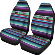 Load image into Gallery viewer, Purple, Green and Blue Mexican Serape Style Striped Car Seat Covers Set
