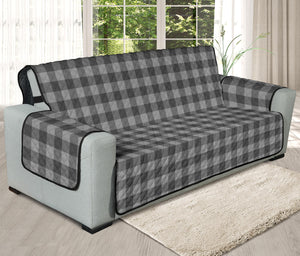 Gray Oversized Buffalo Plaid Couch Cover Sofa Protector 78" Seat Width