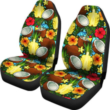 Load image into Gallery viewer, Tropical Flowers With Coconuts, Pineapple Pattern Car Seat Covers Set
