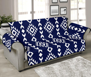 Navy and White Ethnic Tribal Pattern 70" Sofa Protector Couch Slipcover