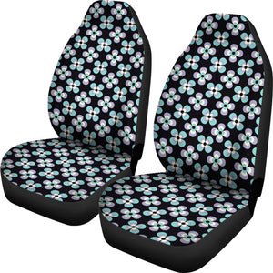 Black With Purple and Blue Retro Flowers Car Seat Covers