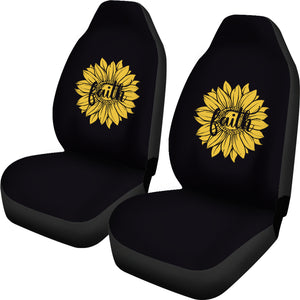 Faith Sunflower on Black Car Seat Covers Christian