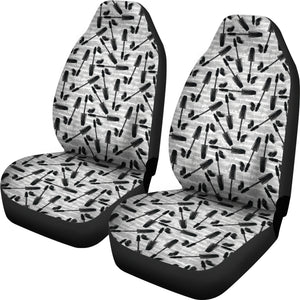 Gray White and Black Mascara Makeup Car Seat Covers