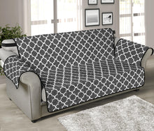 Load image into Gallery viewer, Dark Gray and White Quatrefoil Furniture Slipcover Protectors
