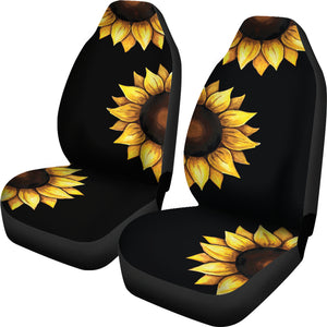Large Sunflowers on Black Car Seat Covers Set