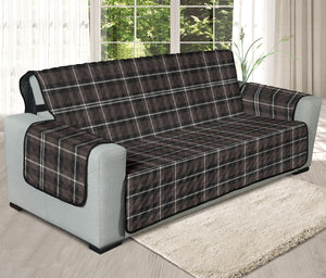 Brown, Black and White Plaid Tartan Oversized 78" Seat Width Couch Cover Protector