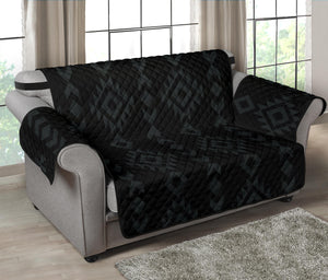 Black With Gray Ethnic Tribal Pattern on 54" Seat Width Loveseat Protector Sofa Slipcover