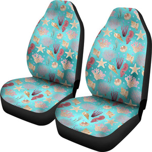 Ocean Pattern Shells Coral Teal Water Background Car Seat Covers