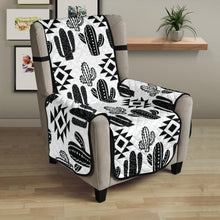Load image into Gallery viewer, Black and White Cactus Boho Ethnic Pattern Armchair Slipcover Protector
