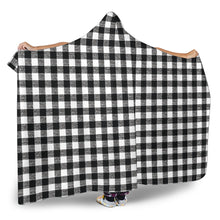 Load image into Gallery viewer, Black and White Buffalo Check Hooded Blanket
