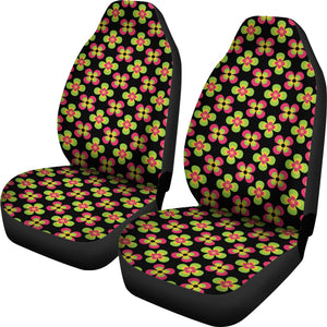 Black With Retro Flower Pattern Car Seat Covers Set
