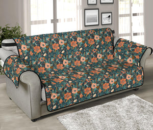 Floral Pattern Orange Peach and Teal Furniture Slipcovers